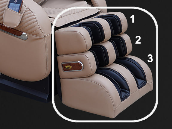 Calf Rollers that combine with air massagers for complete massage therapy for sore calf muscles and TRIPLED FOOT ROLLERS to give full toe-to-heel massage coverage along with new Achilles Heel Massage Nodes.